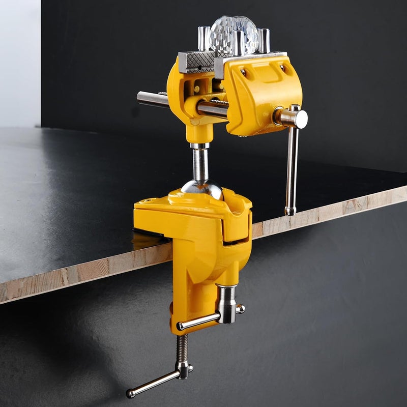 Dazefree Bench Vise, 360° Swiveling Articulating Vise, Clamp-On Vise for Workbench, Cast Steel Table Clamp Vise, Pipe Vise, Bench Vice for Woodworking, DIY, Drilling, Sawing, Metal Working - Image 3
